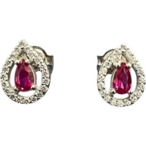 Σκουλαρίκια ασημένια καρφωτά ροζέτα με ζιργκόν 925