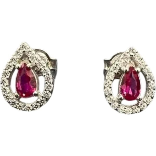 Σκουλαρίκια ασημένια καρφωτά ροζέτα με ζιργκόν 925