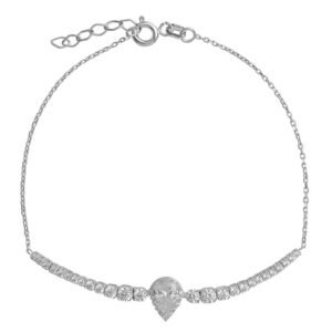 Λευκόχρυσο βραχιόλι πουάρ με λευκές πέτρες Κ14