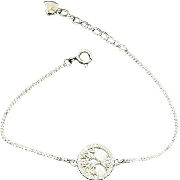 Βραχιόλι ασημένιο δέντρο ζωής με ζιργκόν 925