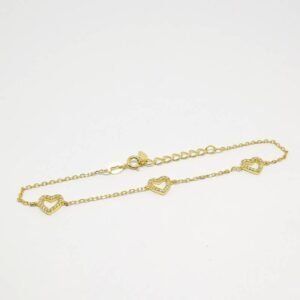 Ασημένιο βραχιόλι επίχρυσο καρδιές με Ζιργκόν 925