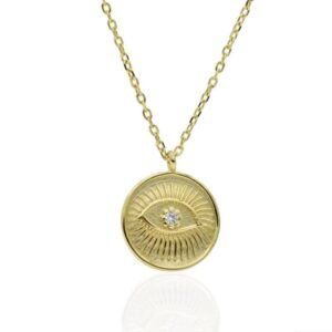 Ασημένιο επίχρυσο κολιέ Μάτι 925