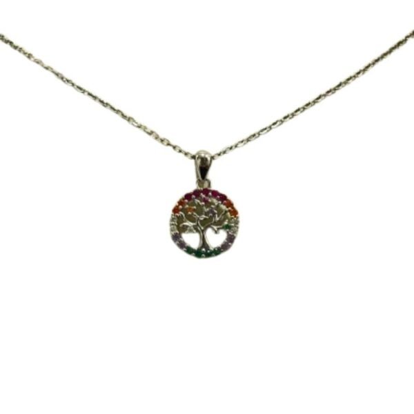 Ασημένιο κολιέ  Δέντρο Ζωής πολύχρωμο 925