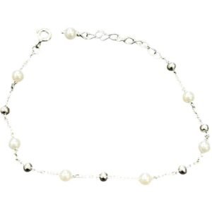 Βραχιόλι ασημένιο μπίλιες με μαργαριτάρια 925