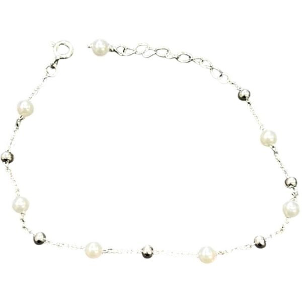 Βραχιόλι ασημένιο μπίλιες με μαργαριτάρια 925
