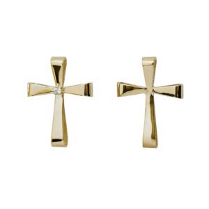 Σταυρός σε κίτρινο χρυσό  με λευκά ζιργκόν Κ14