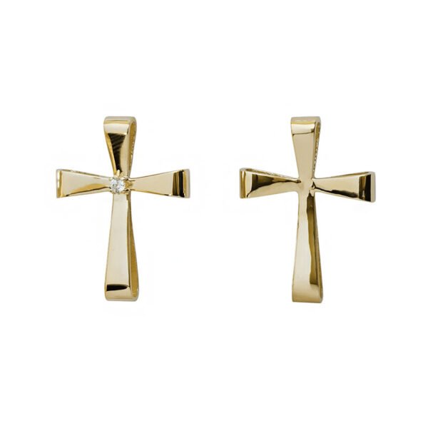 Σταυρός σε κίτρινο χρυσό  με λευκά ζιργκόν Κ14