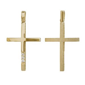 Σταυρός σε κίτρινο χρυσό  με λευκά ζιργκόν Κ14