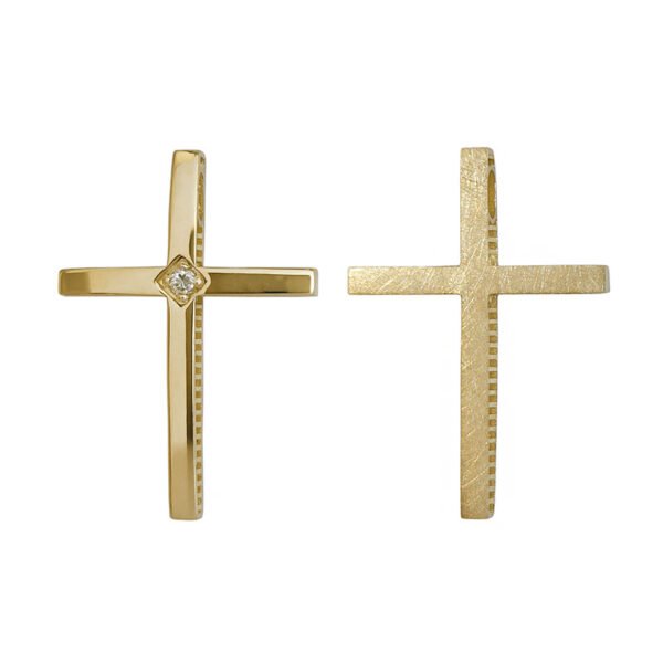 Σταυρός σε κίτρινο χρυσό  με λευκά ζιργκόν Κ14