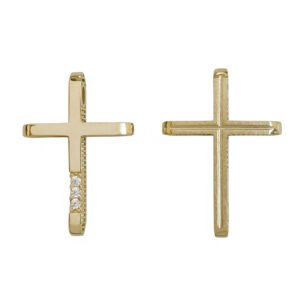 Σταυρός σε κίτρινο χρυσό  με λευκά ζιργκόν Κ9