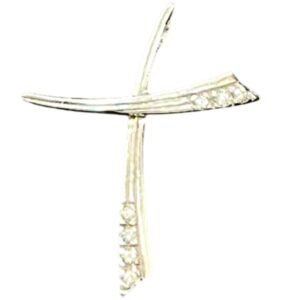 Βαπτιστικός Σταυρός γυναικείος σε λευκό χρυσό με λευκά ζιργκόν K14