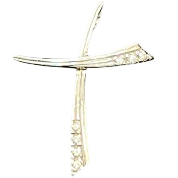 Βαπτιστικός Σταυρός γυναικείος σε λευκό χρυσό με λευκά ζιργκόν K14