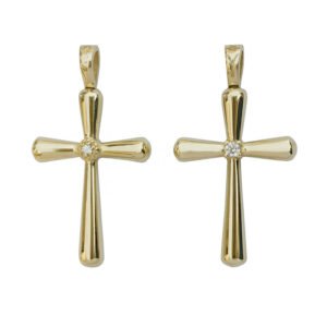 Σταυρός σε κίτρινο χρυσό  με λευκά ζιργκόν Κ9