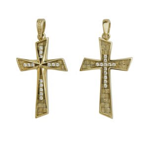 Σταυρός σε κίτρινο χρυσό  με λευκά ζιργκόν Κ9