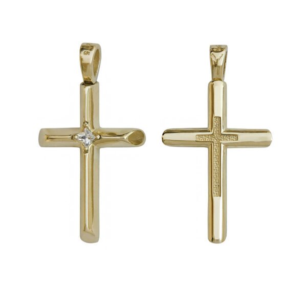 Σταυρός σε κίτρινο χρυσό  με λευκά ζιργκόν Κ9