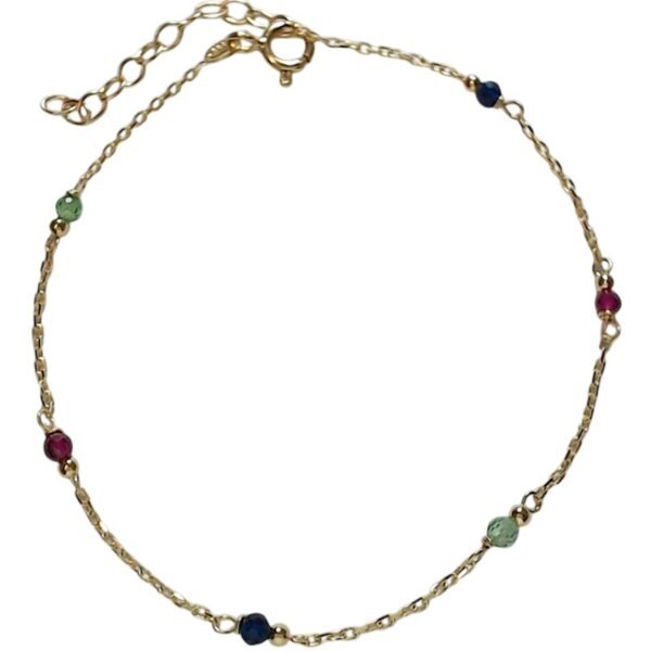 Χρυσό βραχιόλι με λευκές πέτρες πολύχρωμες Κ14