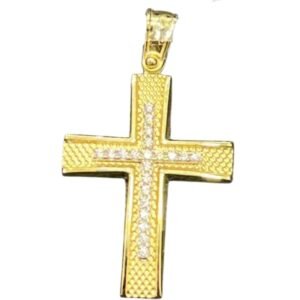 Σταυρός σε κίτρινο χρυσό με λευκά ζιργκόν Κ14