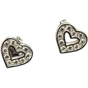 Σκουλαρίκια ασημένια καρφωτά καρδιά με ζιργκόν 925