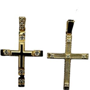 Σταυρός σε κίτρινο χρυσό  με λευκά ζιργκόν Κ9