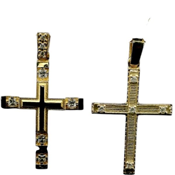 Σταυρός σε κίτρινο χρυσό  με λευκά ζιργκόν Κ9