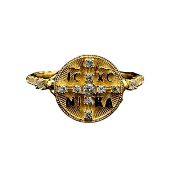 Χρυσό δαχτυλίδι κωνσταντινάτο με ζιργκόν Κ14