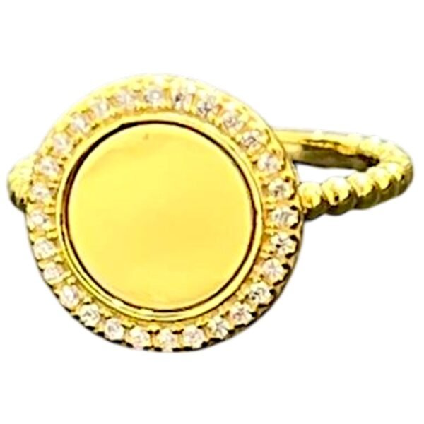 Χρυσό δαχτυλίδι χειροποιήτο πλάκε με ζιργκόν Κ14