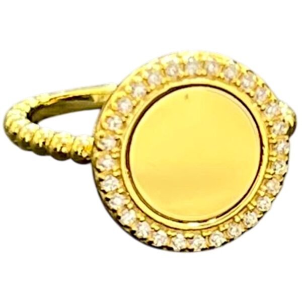 Χρυσό δαχτυλίδι χειροποιήτο πλάκε με ζιργκόν Κ14