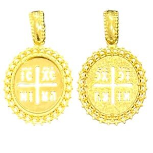 Χρυσό μενταγιόν  κωνσταντινάτο οβάλ μεγάλο Κ14
