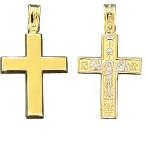 Σταυρός δίχρωμος ανδρικός σε χρυσό με την αναπαράσταση της βάπτισης Κ14