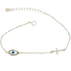 Ασημένιο βραχιόλι Μάτι με ζιργκόν 925