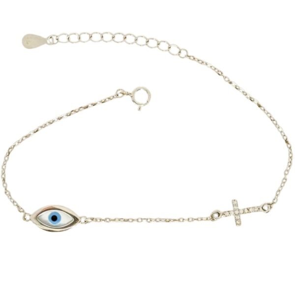 Ασημένιο βραχιόλι Μάτι με ζιργκόν 925