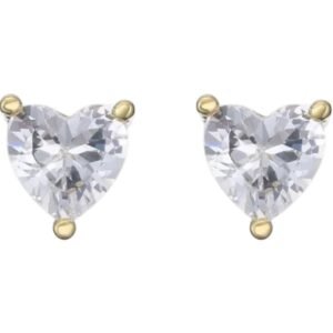 Σκουλαρίκια ασημένια καρφωτά επίχρυσα καρδιά με ζιργκόν 925