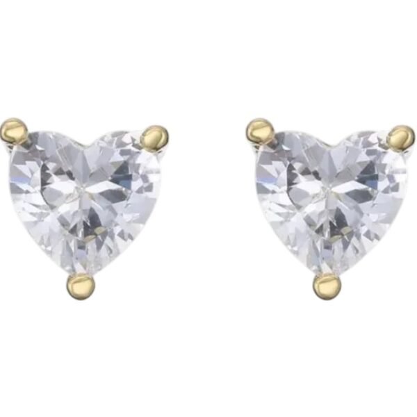 Σκουλαρίκια ασημένια καρφωτά επίχρυσα καρδιά με ζιργκόν 925