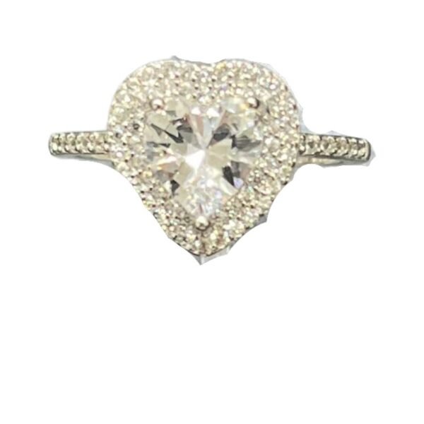 Ασημένιο δαχτυλίδι ροζέτα Καρδιά με ζιργκόν  925