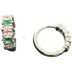 Σκουλαρίκια κρίκοι ασημένια με ζιργκόν 925