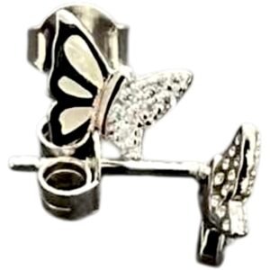 Σκουλαρίκια ασημένια καρφωτά πεταλούδες με ζιργκόν 925