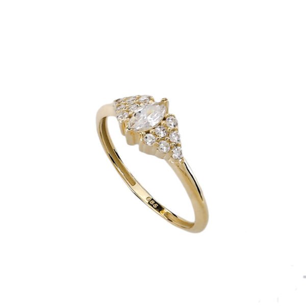 15410163 Χρυσό δαχτυλίδι με νυχάκι πέτρα & πέτρες ζιργκόν Κ14